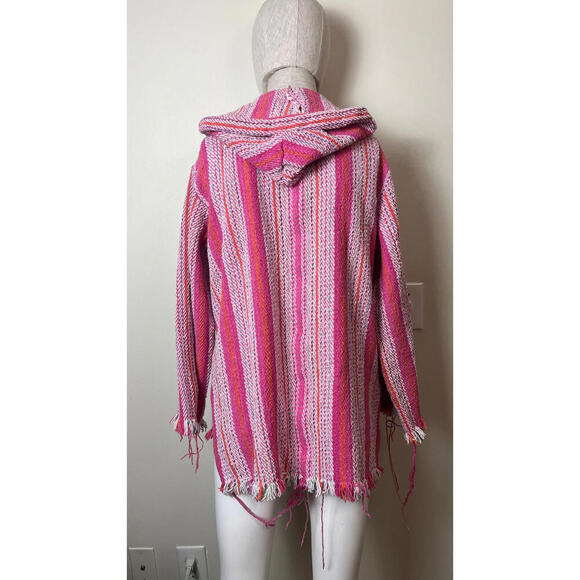 JEN'S PIRATE BOOTY FRINGE BOHO PINK BLANKET HOODIE M/L - Picture 6 of 10